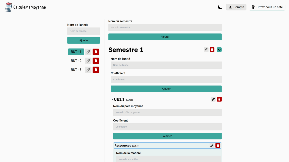 Interface du panneau d'administration