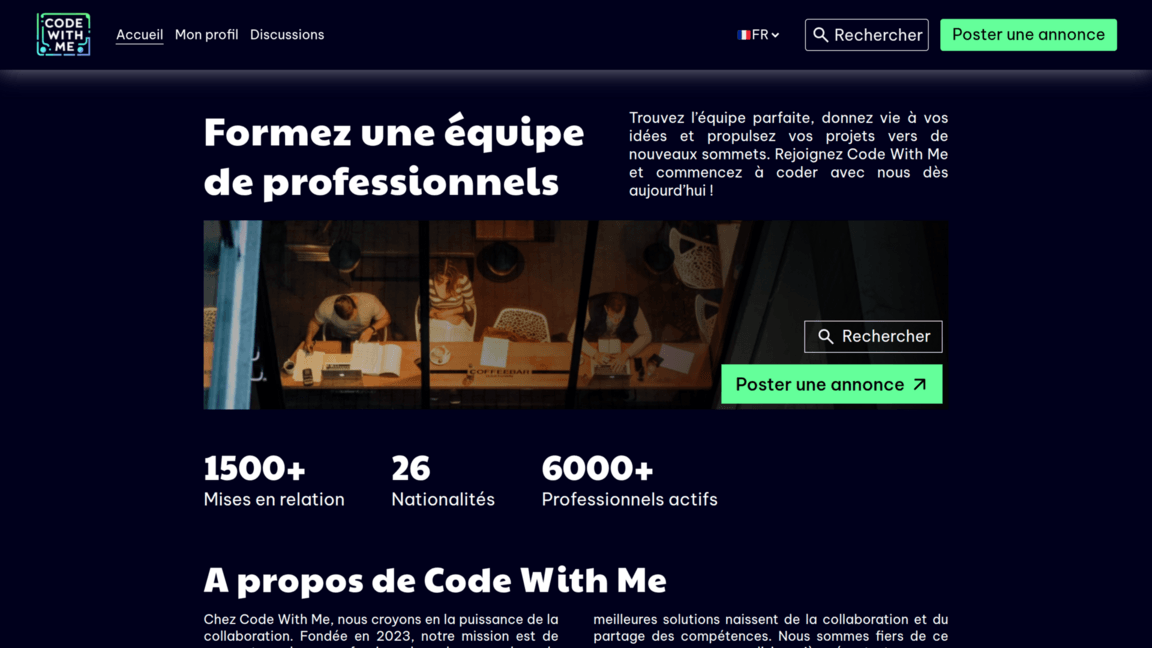 Section hero de la page d'accueil