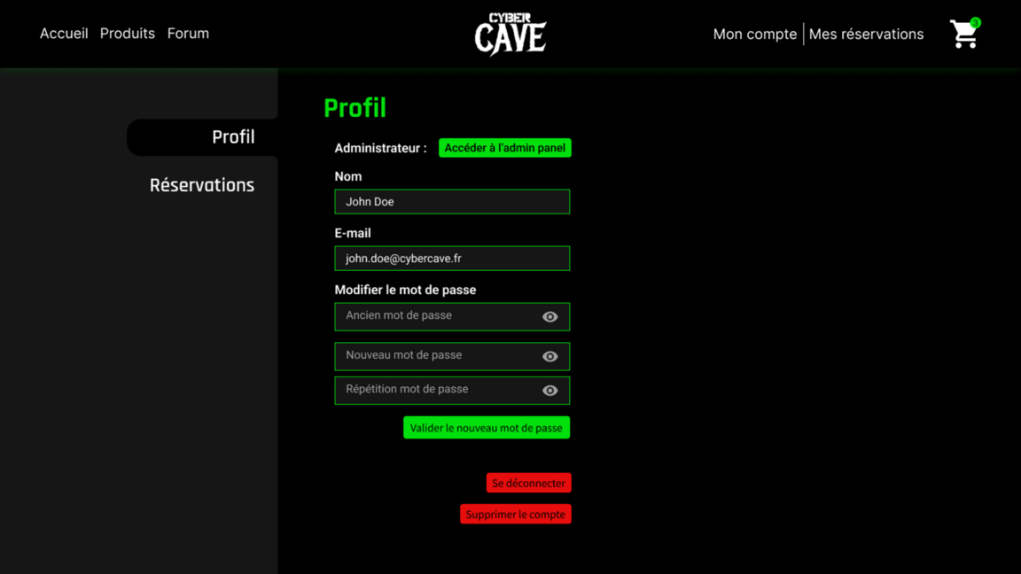 Page de profil utilisateur