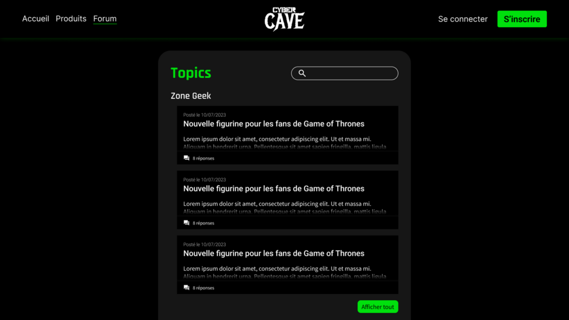 Liste des topics du forum