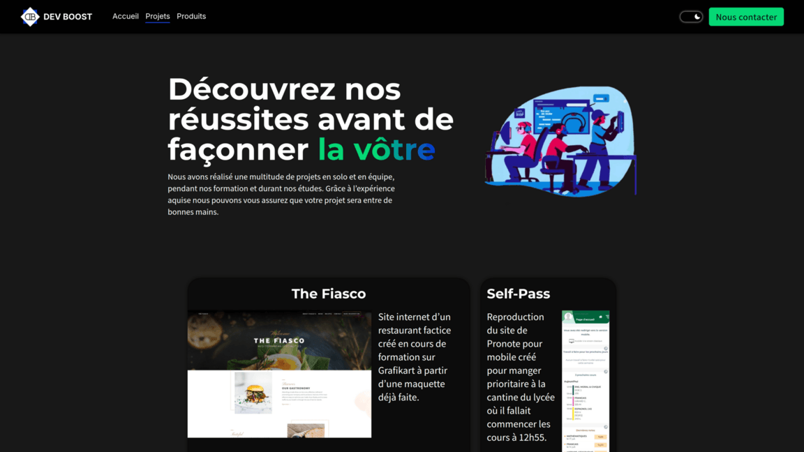 Page du portfolio de projets