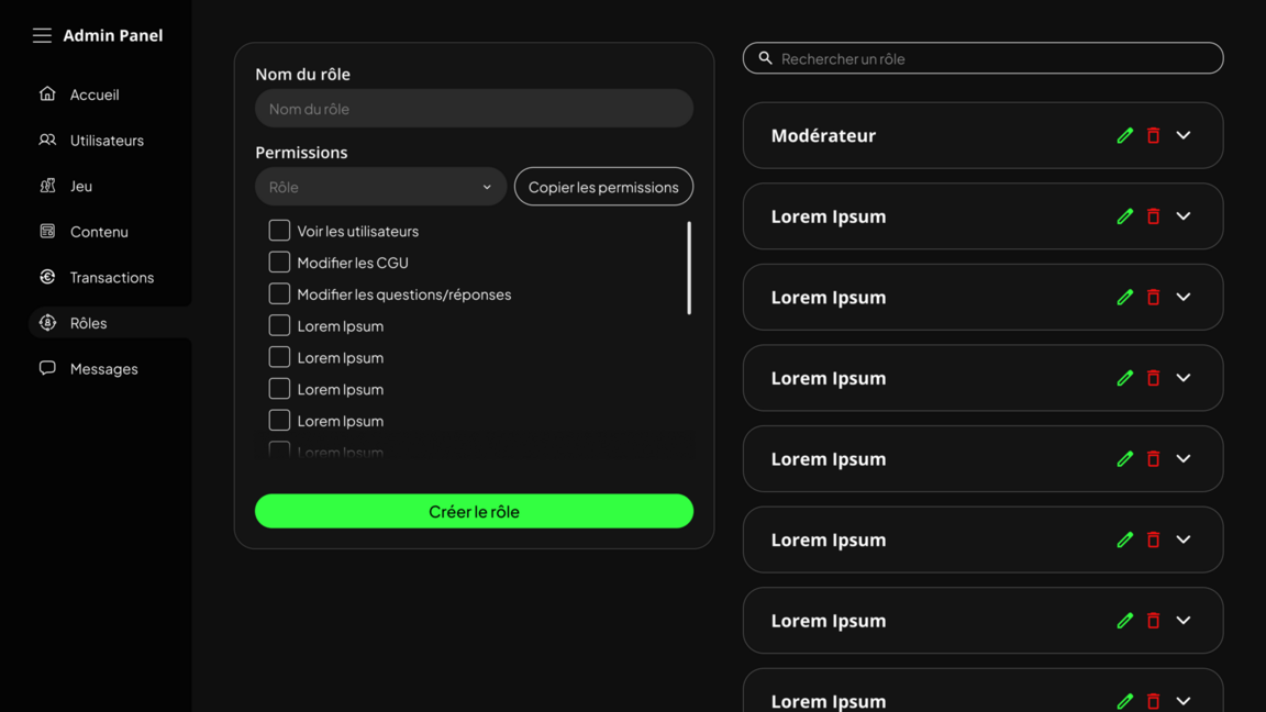 Gestion des rôles admin