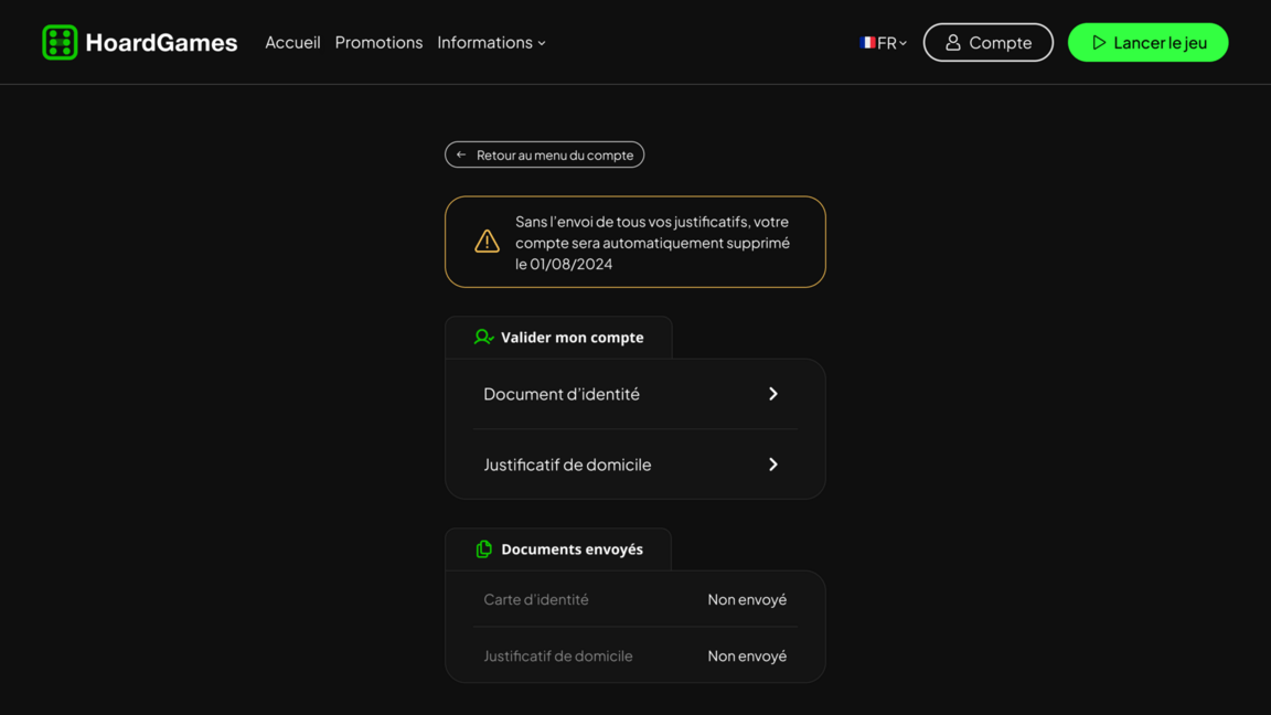 Page de gestion des documents