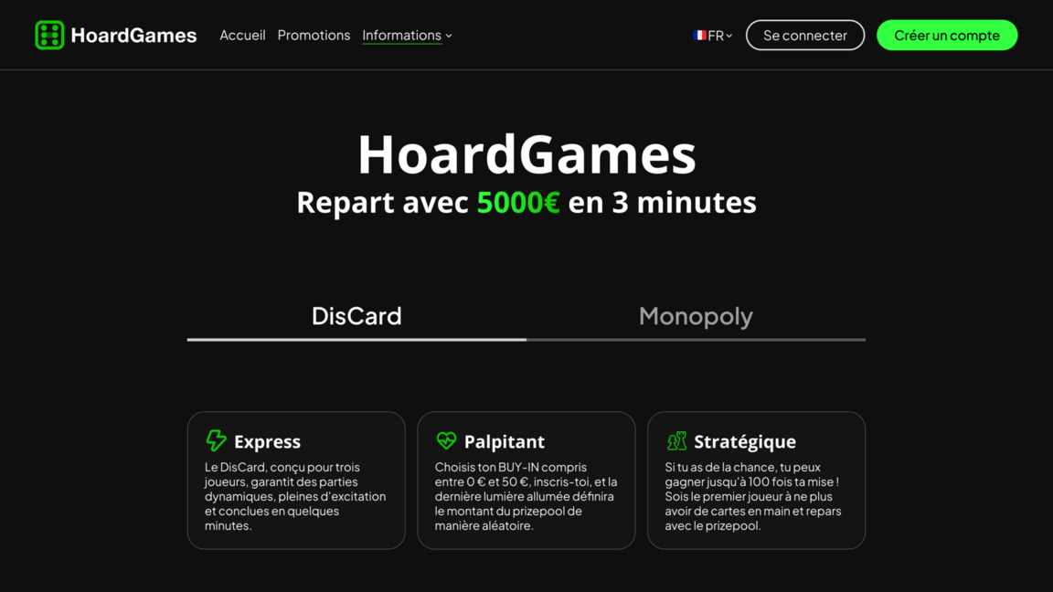 Page d'information des règles de jeux