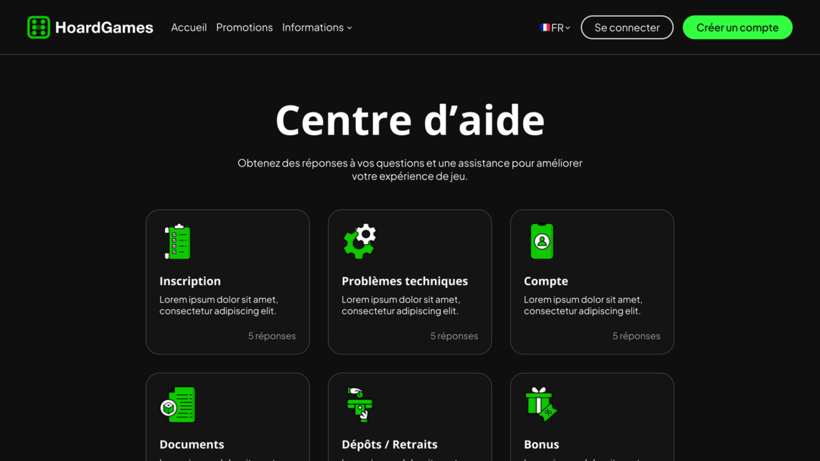 Page du centre d'aide