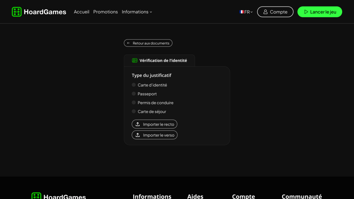 Page de vérification d'identité