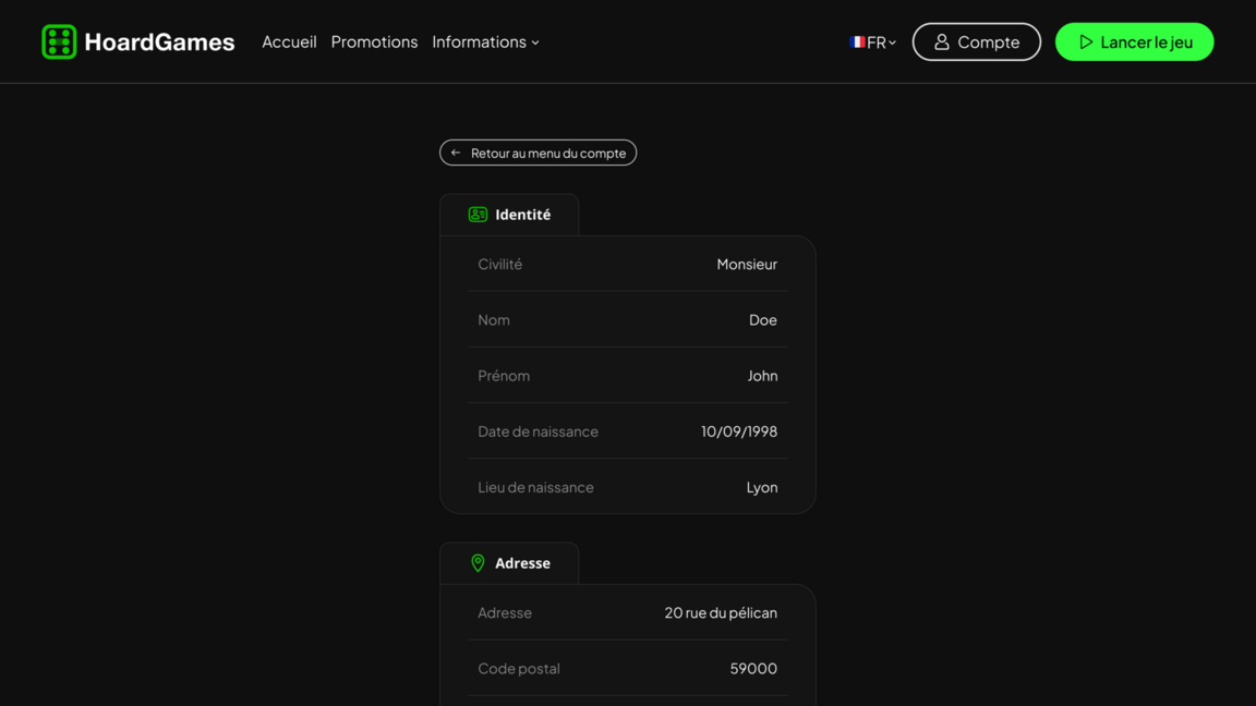 Page de profil utilisateur