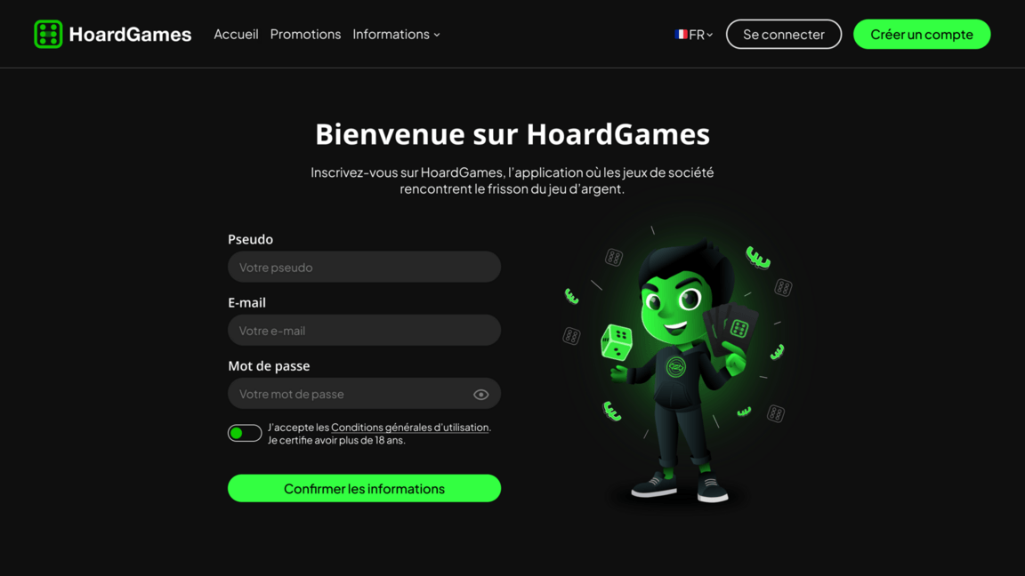 Page d'inscription utilisateur