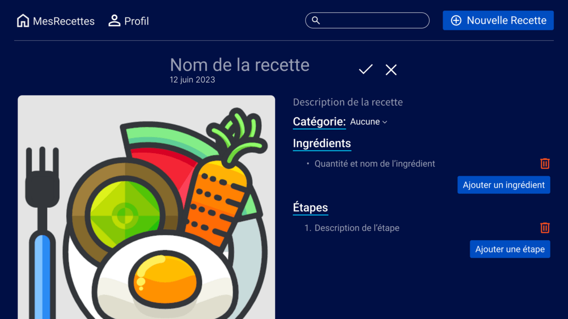 Formulaire de création de recette