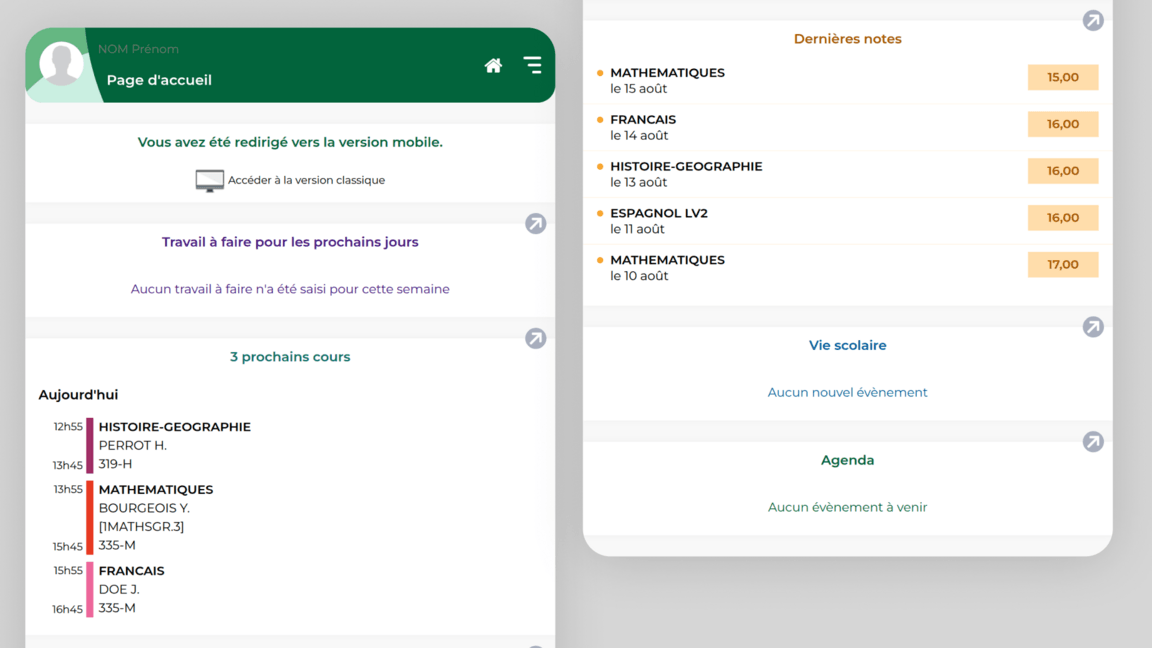 Interface principale de Self-pass